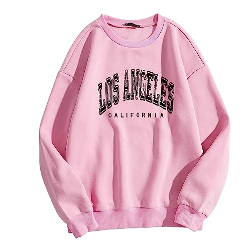 Damen Sweatshirt Los Angeles Vintage Oversized Langarmshirt Rundhals Pullover Casual Oberteile Tops Damen Ohne Kapuze Teenager Mädchen Vintage Pullov Oberteile Top von Generic