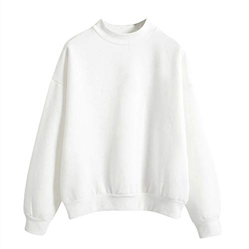 Damen Sweatshirt Pullover Basic Langarmshirt Top Casual Oberteil Sport Streetwear Sweatshirts ohne Kapuze Bluse Tops von Generic