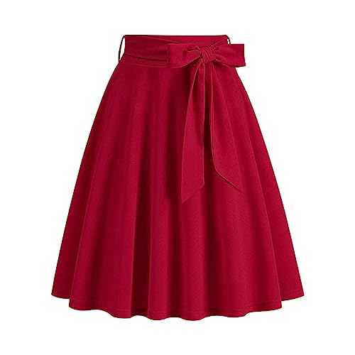 Damen Swing Rock 50s Retro Vintage Rockabilly Knielang Festliche Röck mit Gürtel Faltenrock Midi Skaterröcke mit Schleife Elegant 50er Jahre Hohe Taile A Linie Tennisröcke Damen Swing Rock 50s Retro Vintage Rockabilly Knielang Festliche Röck mit Gürtel Faltenrock Midi Skaterröcke mit Schleife Elegant 50er Jahre Hohe Taile A Linie Tennisröcke von Generic