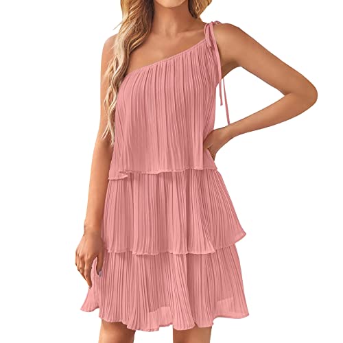 Damen Swing Strandkleid Knielang A-Linien Midikleid,Kleid Taille Betont,Strandkleid Lang Weiß,Sommerkleid Gr 42,Sommerkleid Chiffon,Strandkleid Tunika,Damen Minikleid von Generic