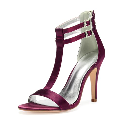 Damen T-Riemen Hochzeit Pumps Mit Doppelschnalle Hoher Pfennigabsatz Satin Brautschuhe Offene Zehen Partei Abschlussball Kleid Schuhe,Burgundy,39 EU Damen T-Riemen Hochzeit Pumps Mit Doppelschnalle Hoher Pfennigabsatz Satin Brautschuhe Offene Zehen Partei Abschlussball Kleid Schuhe,Burgundy,39 EU von Generic