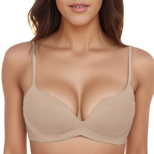 Damen T-Shirt BH mit Push Up Gepolstert Bralette BHS ohne Bügel Nahtloser Bequemer Softschalen BH von Generic