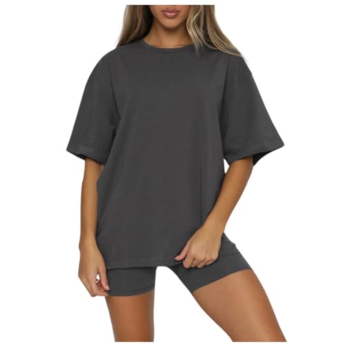 Damen T-Shirt Radlerhose Kombi-Sets Rundhals Ausschnitt Kurzarm Lounge Wear Sets y2k Trainingsanzug Komplettset Gym Sets Damen T-Shirt Radlerhose Kombi-Sets Rundhals Ausschnitt Kurzarm Lounge Wear Sets y2k Trainingsanzug Komplettset Gym Sets von Generic