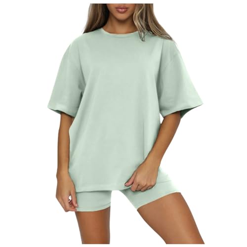 Damen T-Shirt Radlerhose Kombi-Sets Rundhals Ausschnitt Kurzarm Lounge Wear Sets y2k Trainingsanzug Komplettset Gym Sets Damen T-Shirt Radlerhose Kombi-Sets Rundhals Ausschnitt Kurzarm Lounge Wear Sets y2k Trainingsanzug Komplettset Gym Sets von Generic