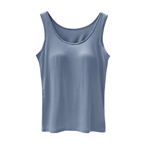 Damen Tanktops mit integriertem BH Frauen mit Brustpolstern fünf Finger ohne Stahlring BH Cups One Sports, A1-blau, L von Generic