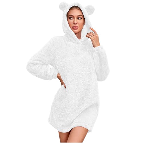 Damen Teddy Fleece Hoodie Mit Ohren Einfarbig Plüsch Kapuzenpullover Winter Warme Kapuzenpulli Doppelseitiger Samt Hoody Oberteile Locker Langarm Sweatshirt Bequem Longpullover Sweater Damen Teddy Fleece Hoodie Mit Ohren Einfarbig Plüsch Kapuzenpullover Winter Warme Kapuzenpulli Doppelseitiger Samt Hoody Oberteile Locker Langarm Sweatshirt Bequem Longpullover Sweater von Generic