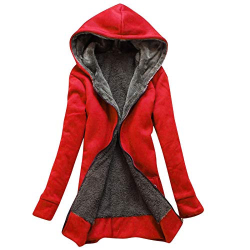 Damen Teddy FleeceJacke mit Kapuze Lang Fleecejacke Warme Teddyfell Wintermantel Verdickt Bequem Winterjacken Female Freizeit Arbeits Funktionsjacke von Generic