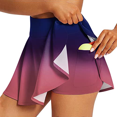 Damen Tennisröcke mit Hose, Hohe Taille Tennis Skort mit Taschen, Laufröcke Sport Golfrock mit Innenhose Sportrock Minirock Golfrock Hosenrock Sommerrock Skirt Golfröcke von Generic