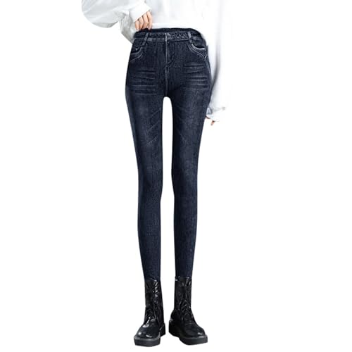 Damen Thermo Jeggings Treggings Große Größen Jeansoptik Leggings mit Gefütterte Thermoleggins High Waist Stretch Skinny Jeanshosen Strumphose Lange Tights von Generic