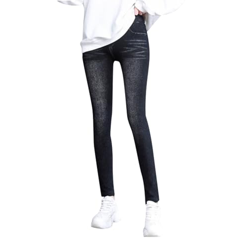 Damen Thermo Jeggings Treggings Große Größen Jeansoptik Leggings mit Gefütterte Thermoleggins High Waist Stretch Skinny Jeanshosen Strumphose Lange Tights von Generic