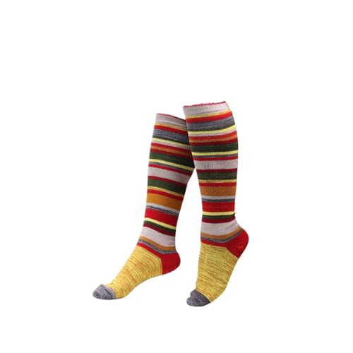 Damen Thermo-Kniestrümpfe Kniestrümpfe Damen & Herren Baumwolle Mit Komfortbund Warme Winterstrümpfe Aus Wolle Retro Schüler Überknie Strick Socken von Generic