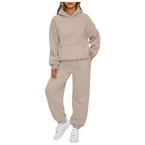 Damen Tracksuit Langarm - Jogger Trainingsanzug Set Sweatshirt & Jogginghose Traingsanzug Jogginganzug Kapuzenpullover Sporthose Set Langarm Tops Hose Outfits 2 Teilig Freizeitanzug von Generic