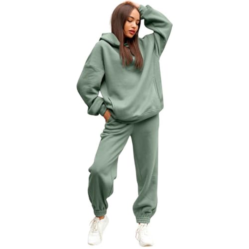 Damen Tracksuit Langarm Zweiteiler Hausanzug Sweatshirt Jogginghose Frauen 2 Teilig Freizeitanzug Stricken Pulli Weites Bein Hose Dünn Jogginganzug Set von Generic