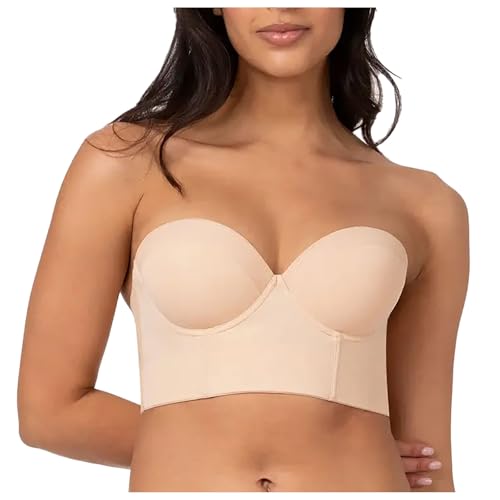 Damen Trägerloser BH Rückenfrei Ohne Träger Push Up Büstenhalter mit Geformte Cups für Abendkleider Ballkleider von Generic
