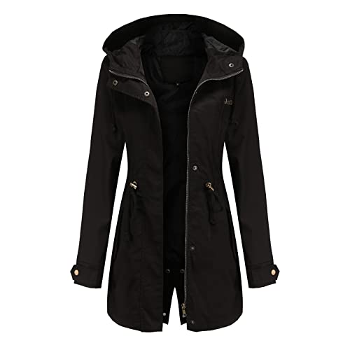 Damen Trenchcoat Langer - Einfarbig Wintermantel Damenmantel Mantel Winddichter Windjacke Übergangsmantel Elegante Langarm Herbst Frühling Jacke Taillenjacke Übergangsjacke Outdoor-Jacke Klassische von Generic