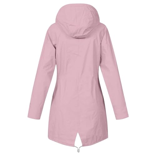 Damen Trenchcoat Langer Mantel Winddichter Jacke Einfarbig Kapuzenjacke Damenmantel Windjacke Übergangsmantel mit Taschen mit Knöpfen Frühlingsangebote von Generic