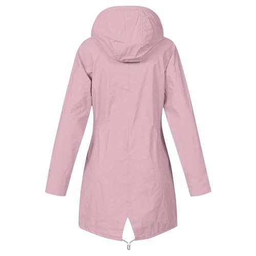 Generic Damen Trenchcoat Langer Mantel Winddichter Jacke Einfarbig Kapuzenjacke Damenmantel Windjacke Übergangsmantel mit Taschen mit Knöpfen Frühlingsangebote von Generic