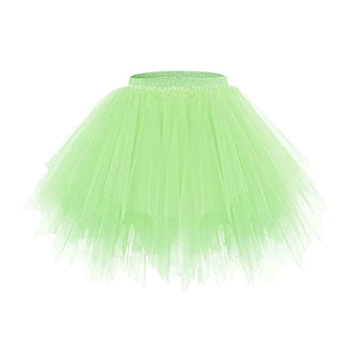 Damen Tüllrock 50er Rockabilly Petticoat Tutu Unterrock Kurz Ballett Tanzkleid Ballkleid Abendkleid Halloween Kostüm Karneval Kostüm Tuturock Röcke Faschingkostüm (Zy1-Mint Green, One Size) von Generic