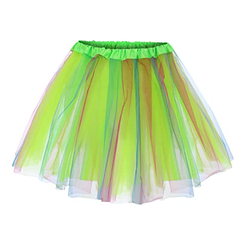 Damen Tüllrock 50er Tütü Rock Kurz Tüll Unterrock Kurz Ballett Tanzkleid Mehrfarbig Bubble Mesh Tanzen Rock Minirock Fasching Cosplay Rock TüLl Rock Weiß von Generic