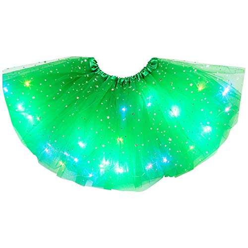 Damen Tüllrock Tütü Glitzer Rock Minirock Mit LED Lichter Sterne Pailletten Tanzkleid Dehnbaren Tutu Rock Ballettrock Tüllrock für Party Tanz Karneval Kostüm Erwachsener von Generic