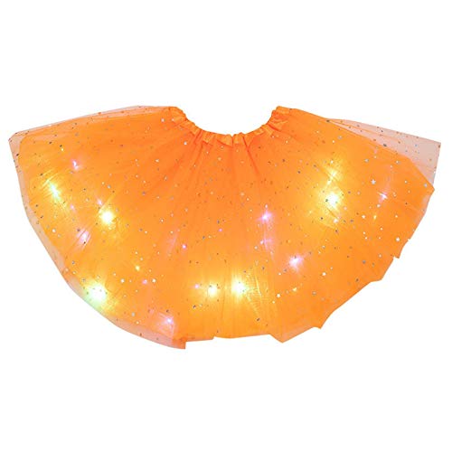 Damen Tüllrock Tütü Glitzer Rock Minirock Mit LED Lichter Sterne Pailletten Tanzkleid Dehnbaren Tutu Rock Ballettrock Tüllrock für Party Tanz Karneval Kostüm Erwachsener von Generic