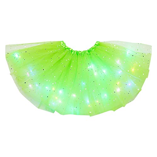 Damen Tüllrock Tütü Glitzer Rock Minirock Mit LED Lichter Sterne Pailletten Tanzkleid Dehnbaren Tutu Rock Ballettrock Tüllrock für Party Tanz Karneval Kostüm Erwachsener von Generic