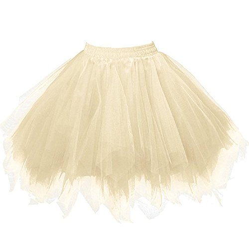 Damen Tüllrock Tütü Rock 50er Rockabilly Petticoat Tutu Unterrock Kurz Ballett Tanzrock Tütü Kurz Rock Retro Ballkleid Abendkleid Festliche Karneval Kostüm for Damen Gelb von Generic