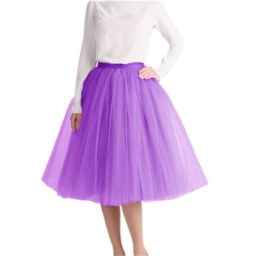 Damen Tüllrock Tutu Unterrock Kurz Retro Petticoat Für Karneval Rockabily Klied Knielang Damen Tüllrock Kurz Ballet Tanzkleid Unterrock Karneval Kostüm Faschingskostüme Tüllrock (Purple-f, One Size) von Generic