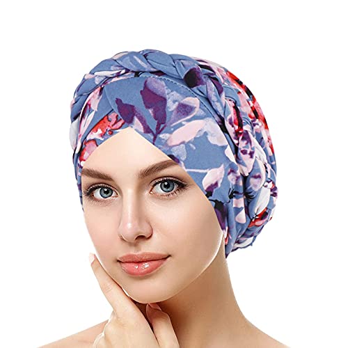 Damen Turban Elegant Blume Kopftuch Bandana Elastische Stirnband Beanie Hijab Chemo Hut Islamischen Kopfbedeckung Muslim Kopfschmuck Chemotherapie Kappe Headwear für Haarausfall Purple von Generic