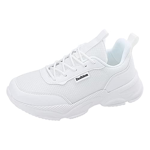 Damen Turnschuhe Sneakers Leicht Bequem Sportlich Elegant Freizeit Fitness Laufschuhe Mesh Atmungsaktiv Flexibel Alltag Straßenschuhe (White, 38) von Generic