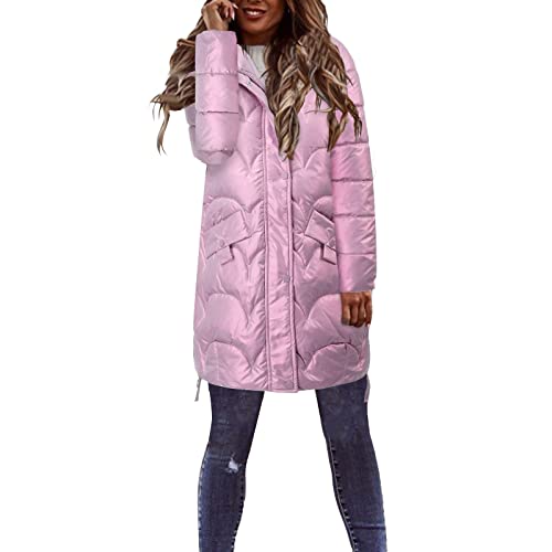 Damen Übergangsjacke Leicht Casual Jacke,Damen Jacke,Parka Frühling Damen,Mantel Damen Kurz,Fleecejacke Lang Damen,Daunenmantel Grau,Jacke Rosa Damen von Generic