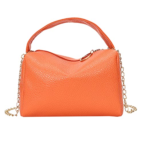 Damen Umhängetaschen Rot Mode Frauen Kunstleder Einfarbig Reißverschluss Handytasche Umhängetasche Umhängetasche Kleine Umhängetaschen Herren (Orange, One Size) von Generic