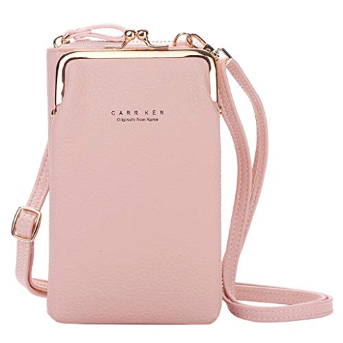 Damen Umhängetaschen Schwarz Verstellbare große Frauenkarten Handy-Tasche Brieftasche für Handy-Kurierbeutel Umhängetaschen Herren Schwarz Stoff (Pink, One Size) von Generic