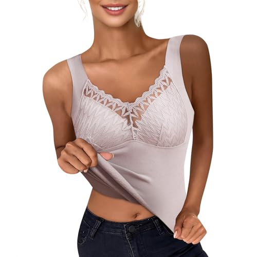 Damen Unterhemden Weich Thermooberteile Spaghettiträger Unterhemden Spaghetti Hemdchen Romantische Bra Shirt Bh Unterhemden Damen Unterhemd Mit Bh Blitzangebote Des Tages(4-Light Purple,3X-Large) von Generic