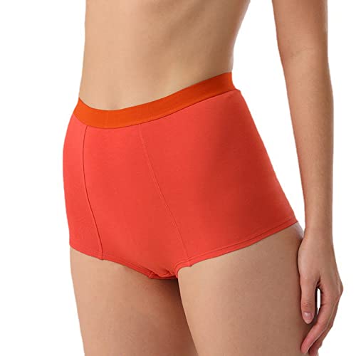 Damen Unterhosen W𝐞Iß Boxershorts aus Reiner Baumwolle mit Hüfthöhe und hoher Taille für Damen P𝐮Sh Up Unterhose Damen Po (Orange, L) von Generic