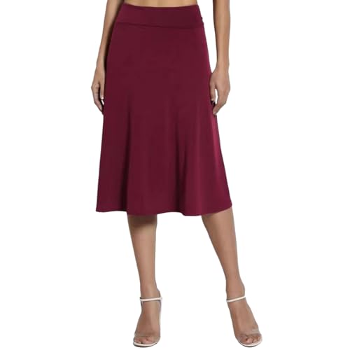 Damen Unterrock Unterkleid Lang Rock Halbrock Knielang Underskirt Damenrock (01 Rot, L) von Generic
