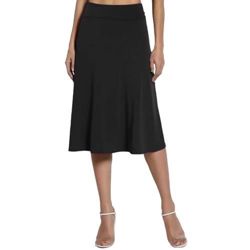 Damen Unterrock Unterkleid Lang Rock Halbrock Knielang Underskirt Damenrock (01 Schwarz, M) von Generic