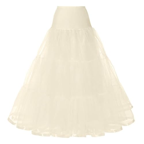 Damen Unterrock knöchellang Petticoats lang Hochzeit Unter Rock Slips Krinoline Unterröcke für Abschlussball Abend Brautkleid Reifrock Röcke Kleid Cocktailkleid Underskirt Unterrock(Elfenbein,44) von Generic
