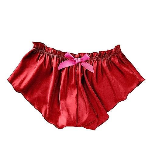 Damen Unterwäsche Weiß Satin Slip Seamless Unterhose Hohe Taille Pantys Hipster Bequeme Atmungsaktiv Dessous Stretch Unterhose Dessous Für Frauen Mädchen (Red, XXL) von Generic
