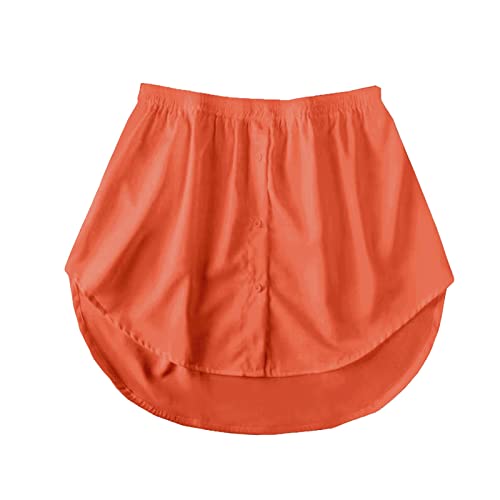 Damen Unterzie Blusenrock mit Knöpfen Mini Unterrock Hemdverlängerung Große Größen Frauen Rock Bluse Mini Skirt Shirt Extenders Unterrock Lower Skirt Minirock Hemd Verlängerung (Orange, XXXXXL) von Generic