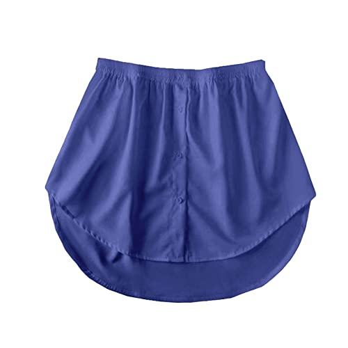 Damen Unterzie Blusenrock mit Knöpfen Mini Unterrock Hemdverlängerung Große Größen Frauen Rock Bluse Mini Skirt Shirt Extenders Unterrock Lower Skirt Minirock Hemd Verlängerung Layering (Blue, XXL) von Generic