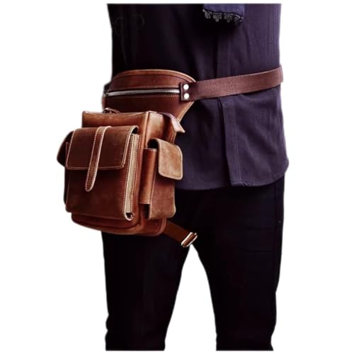 Damen Vintage Beintasche Steampunk PU-Leder Gürteltasche Verstellbare Vintage Quadratische Tasche Mittelalter Retro Umhängetasche Langlebig Multi-Grid-Tasche Outdoor Sport Hüfttasche,7, Mittelalt von Generic