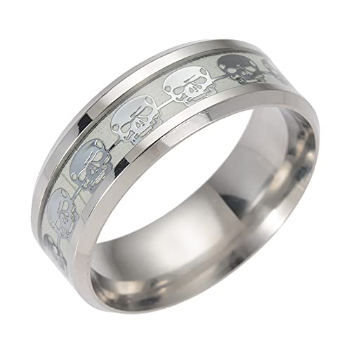 Damen Vintage Leuchtender Titan Stahl Ring Herren Ring Wunderbares Geschenk Kostüm Ringe für Frauen Größe 9, silber, 7 von Generic