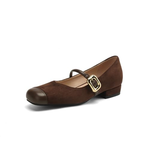 Damen Vintage Quadratische Zehenpartie Wildleder Mary Jane Schuhe Niedrige Blockabsätze Knöchelriemen mit Schnalle Bequeme Tägliche Arbeit Freizeitschuhe,Braun,37 EU Damen Vintage Quadratische Zehenpartie Wildleder Mary Jane Schuhe Niedrige Blockabsätze Knöchelriemen mit Schnalle Bequeme Tägliche Arbeit Freizeitschuhe,Braun,37 EU von Generic
