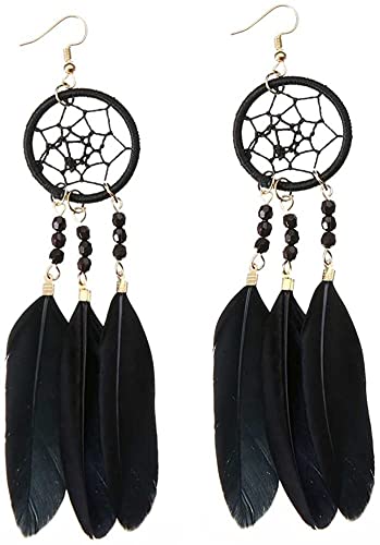 Damen Vintage Traumfänger Feder Hohl Perle Schaukeln Drop Haken Ohrring Tropfen Schmuck Geschenk von Generic