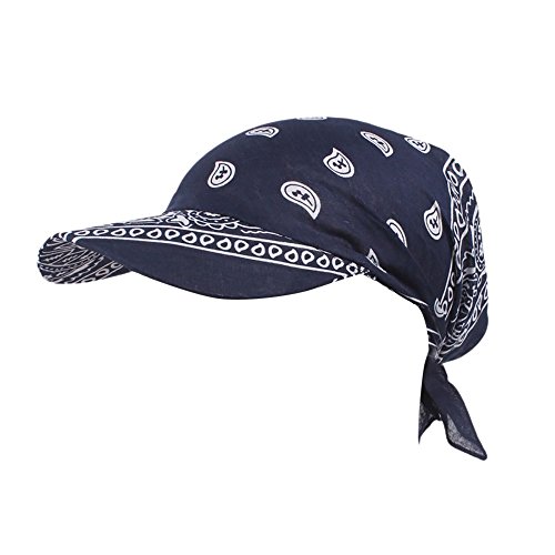 Damen Visor Bandana mit Schirm Haarband Baumwolle Beanie Kopftuch Schal Hüte Sonnenhut Tennis Baseball-Mütze Turban Kopfbedeckung Headwear Kop Wraps Sonnenblende Retro Stil Anti-UV von Generic