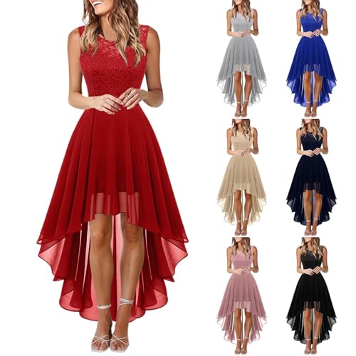 Damen Vokuhila Cocktailkleid Abendkleider Elegant für Hochzeit Festliche Kleider Ärmellos Brautjungfernkleid von Generic