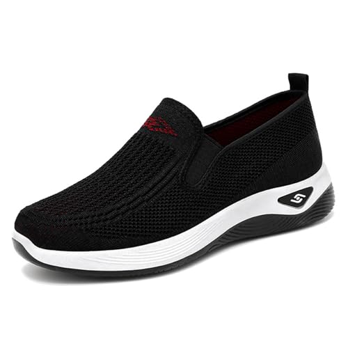 Damen Wanderschuhe Leichte Slip In Sneaker mit Fußgewölbeunterstützung Orthopädische Turnschuhe Bequeme Freizeitschuhe für Frauen (Black, 41) von Generic