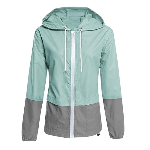 Damen Wasserdichte Faltbar Regenjacke mit Kapuze Softshelljacke Winddichte Funktionsjacke Atmungsaktive Laufjacke Leichte Fahhradjacke mit Kapuze Übergangsjacke Windbreaker zum Laufen (new1-BU1, XXL) von Generic