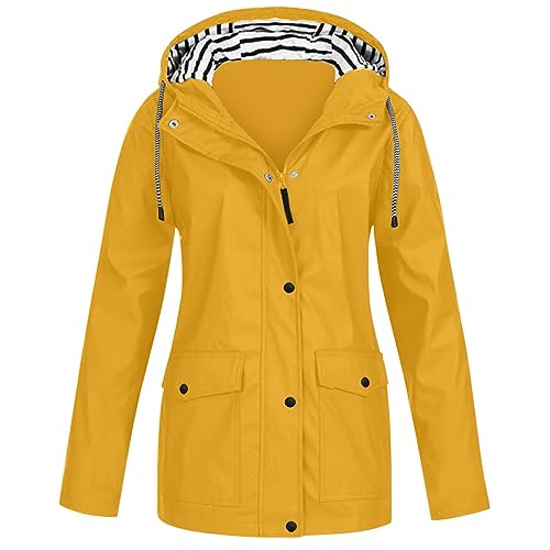 Damen Waterproof Breathable Taped Seams Hooded Jacket Regenjacke 158 Regenjacke Schwarz Damen Regenjacke Oversized Fahrrad Regenjacke Atmungsaktiv Parka Regenjacke Damen von Generic